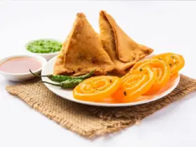 Samosa and Jalebi dishes