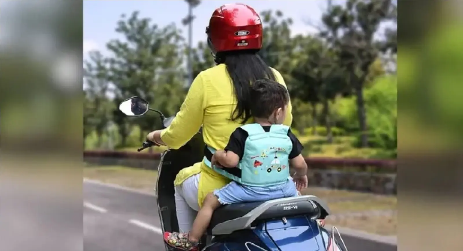 Helmet And Safety Harness For Children On Two-Wheelers |
