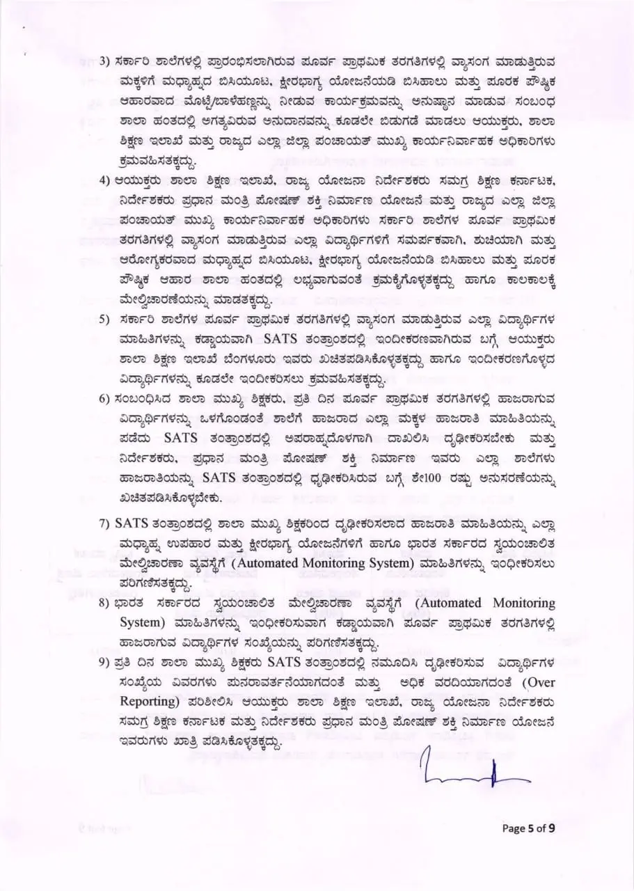 Distribution of meals, milk, eggs/bananas to LKG-UKG children