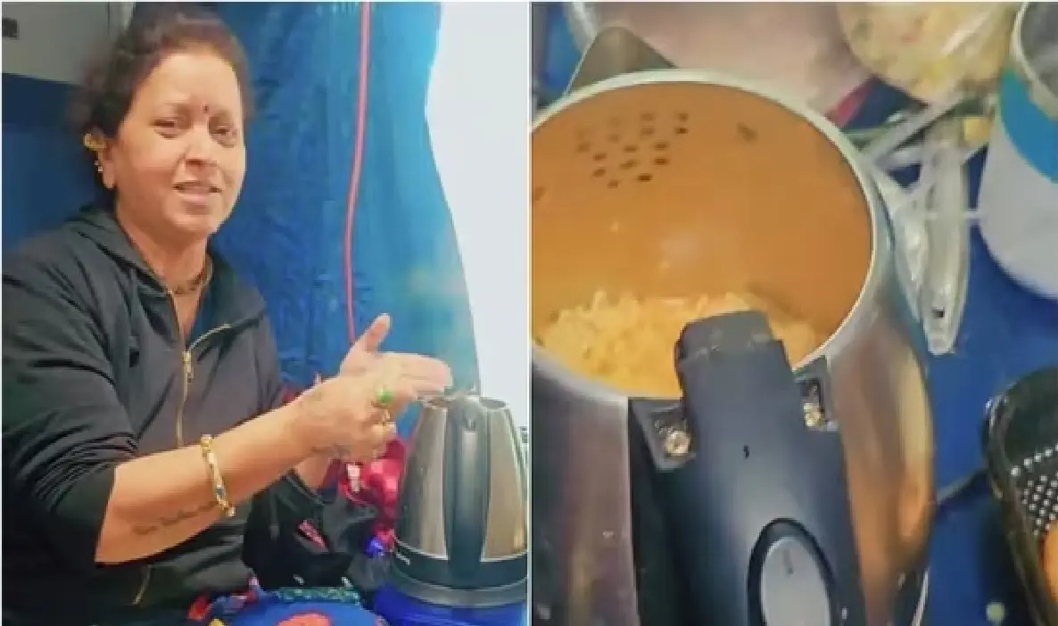 Woman cooks maggi in electric kettle inside train, Railways fumes