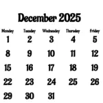 december 2025 calendar