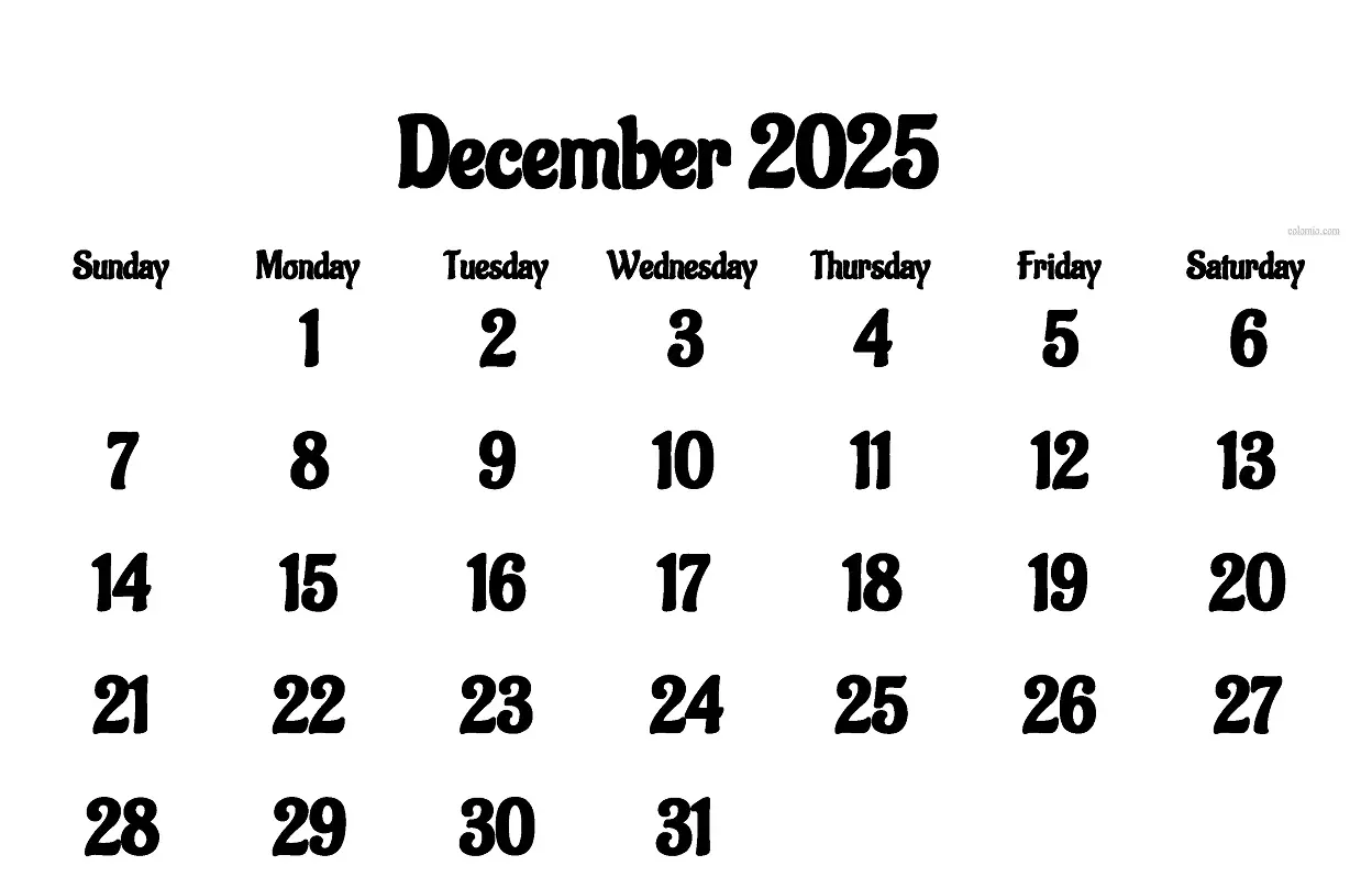 december 2025 calendar