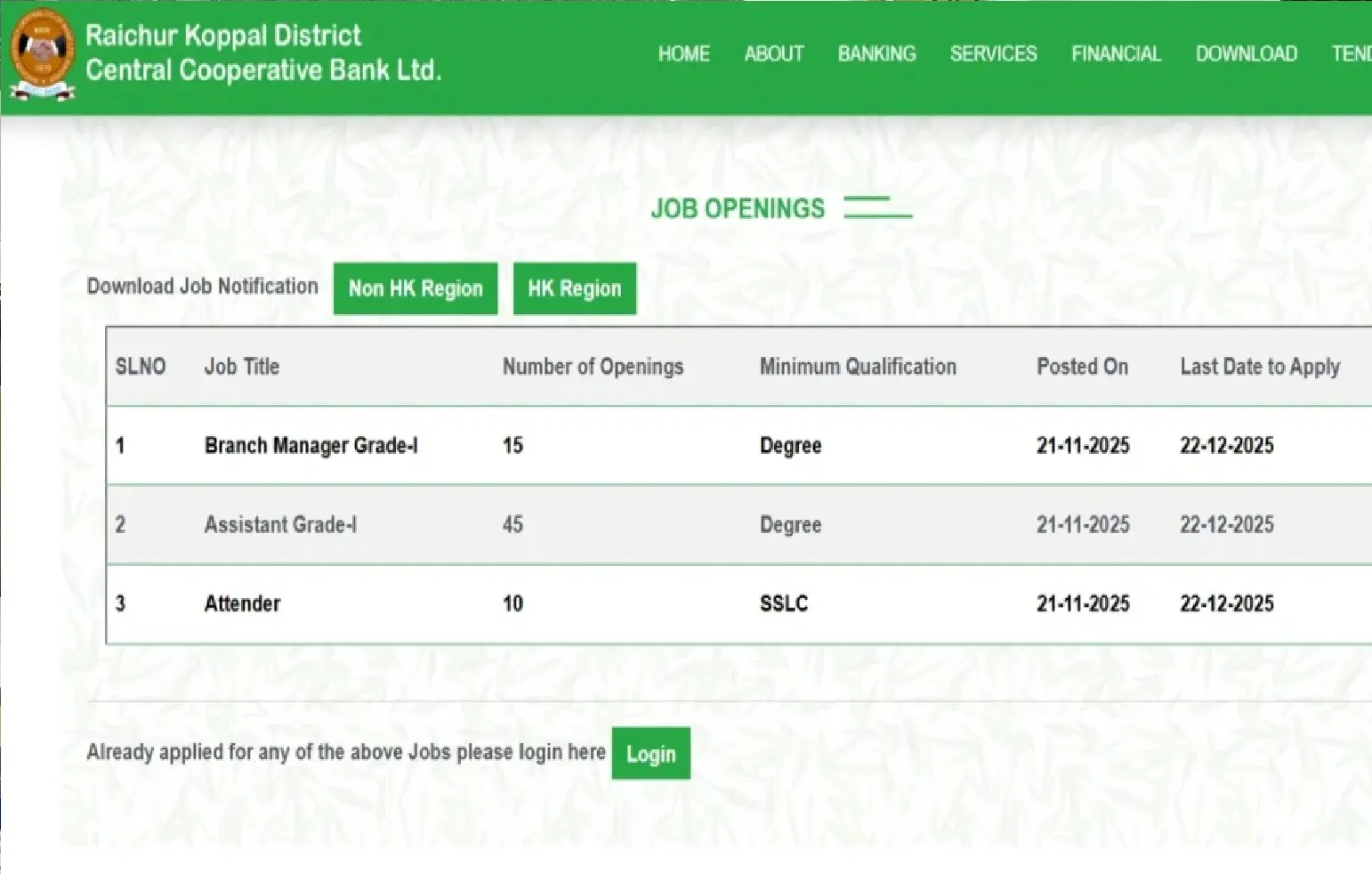 raichur dcc bank recruitment