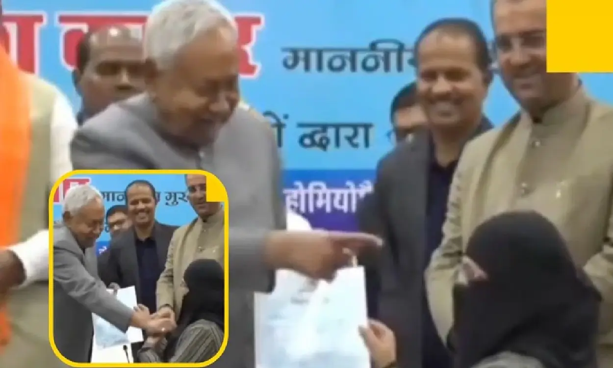 CM Nitish Kumar pulls doctor's hijab on stage, video goes viral