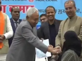 CM Nitish Kumar pulls doctor's hijab on stage, video goes viral
