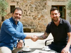 rahul gandhi and messi AI-generated photo