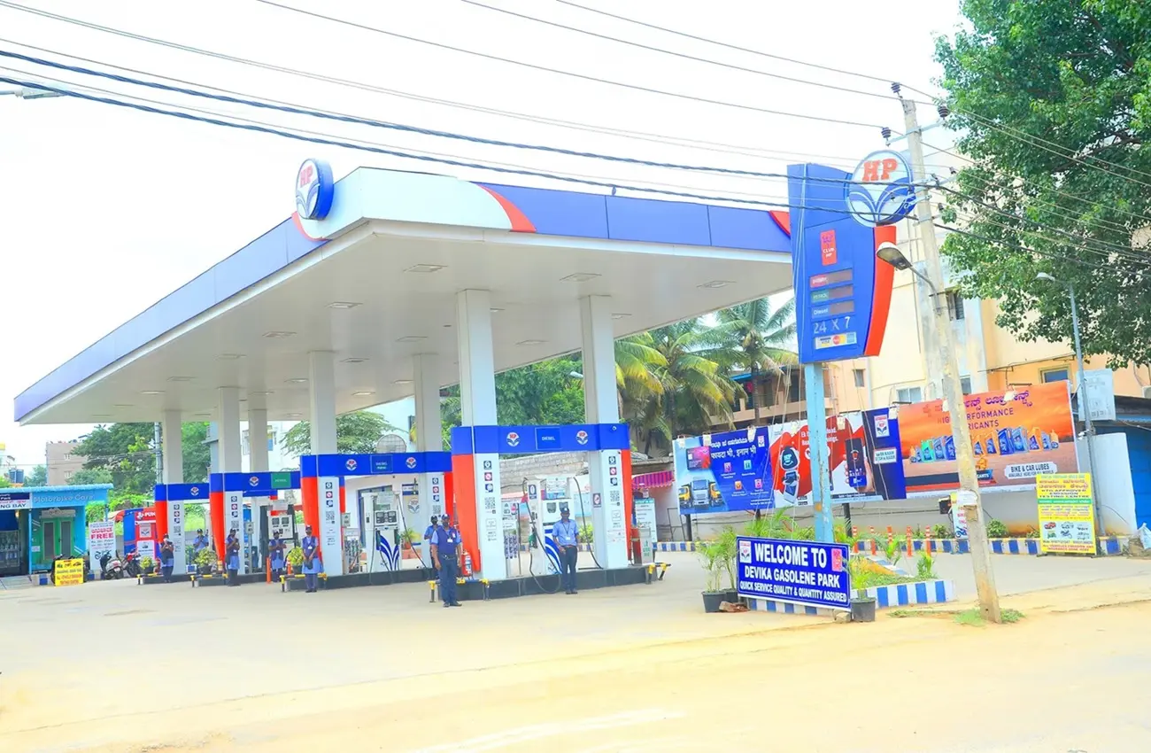 petrol station.