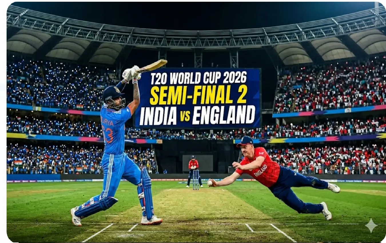 Team India and England players during the T20 World Cup 2026 semi-final match preparation at Wankhede Stadium