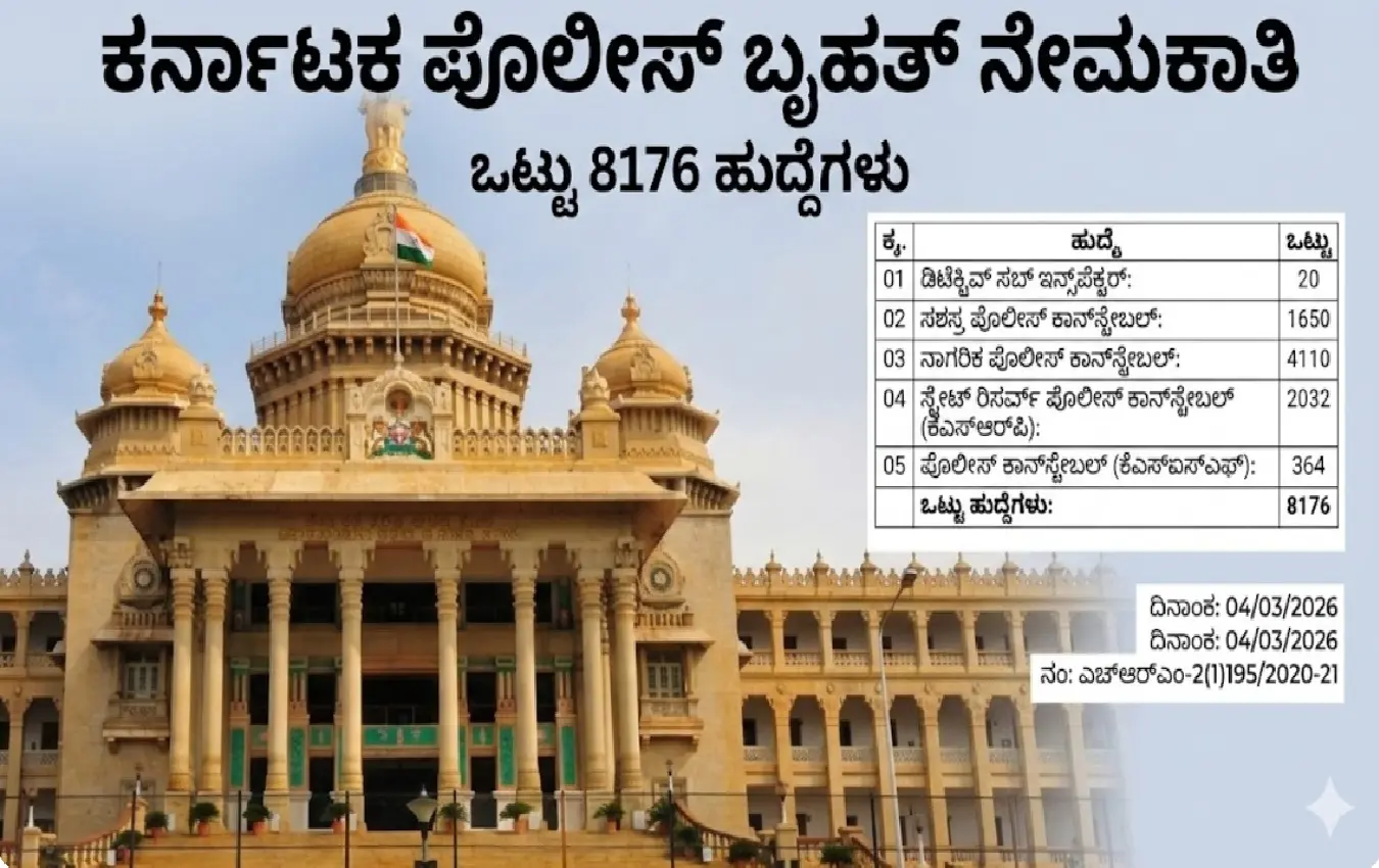 ಕರ್ನಾಟಕ ಪೊಲೀಸ್ ಇಲಾಖೆಯ 8176 ಹುದ್ದೆಗಳ ನೇಮಕಾತಿ ಕುರಿತ ಡಿಜಿ-ಐಜಿಪಿ ಅವರ ಅಧಿಕೃತ ಆದೇಶದ ಪತ್ರ.