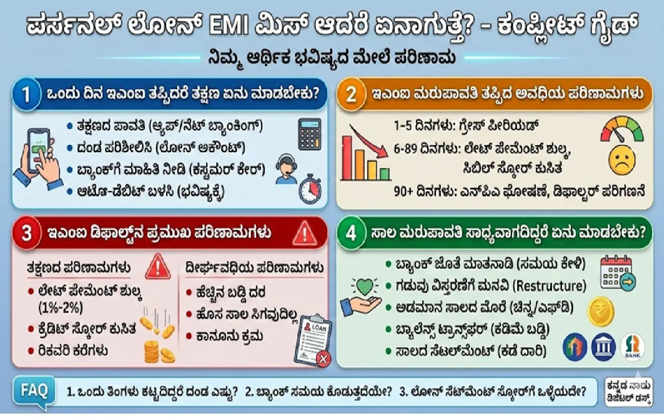 ಪರ್ಸನಲ್ ಲೋನ್ ಇಎಂಐ ಕಟ್ಟಲು ಮಿಸ್ ಆದರೆ ಏನಾಗುತ್ತದೆ