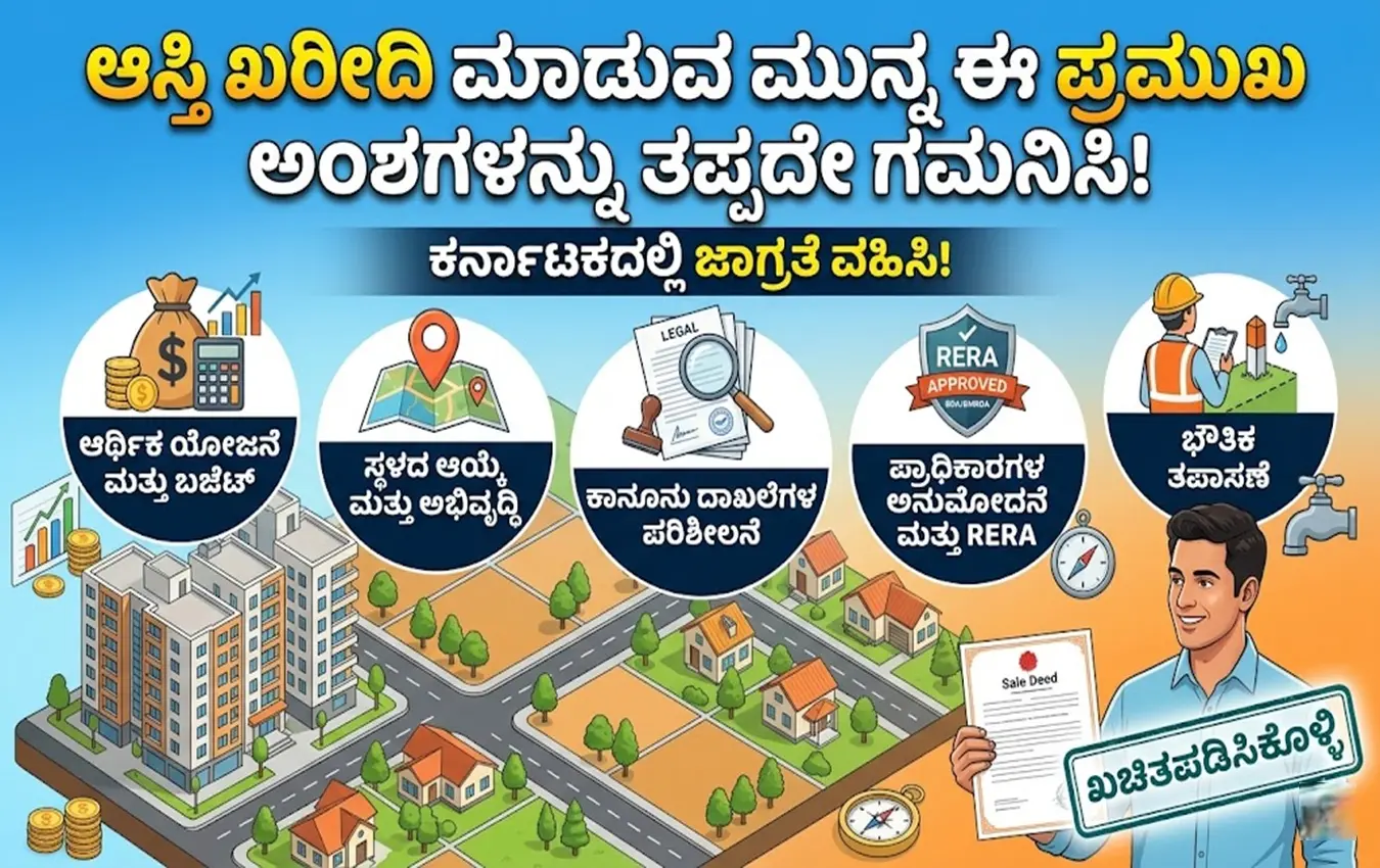ಕರ್ನಾಟಕದಲ್ಲಿ ಆಸ್ತಿ ಖರೀದಿಸುವಾಗ ಗಮನಿಸಬೇಕಾದ ಪ್ರಮುಖ ದಾಖಲೆಗಳ ಪಟ್ಟಿ