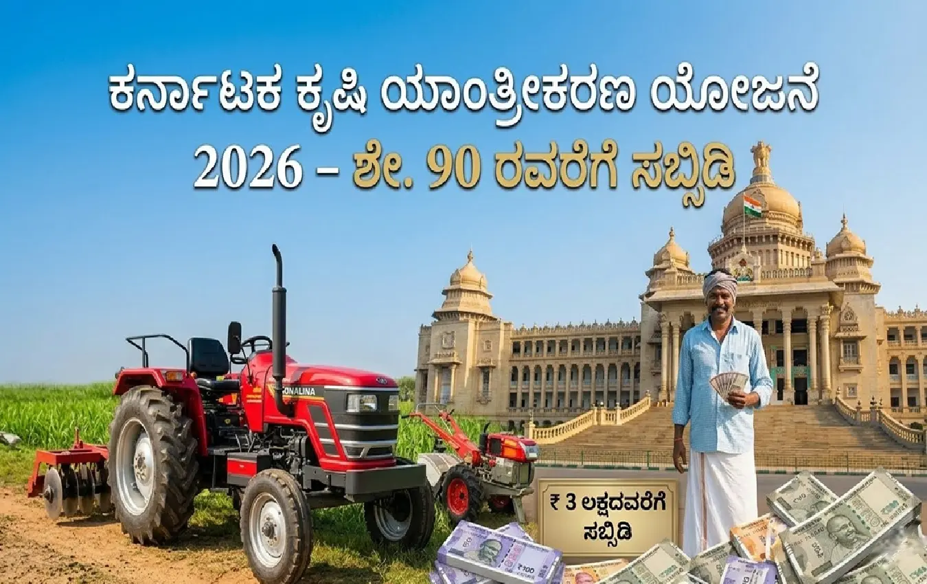 ಆಧುನಿಕ ಕೃಷಿ ಯಂತ್ರೋಪಕರಣಗಳೊಂದಿಗೆ ಕೃಷಿ ಮಾಡುತ್ತಿರುವ ಕರ್ನಾಟಕದ ರೈತ.