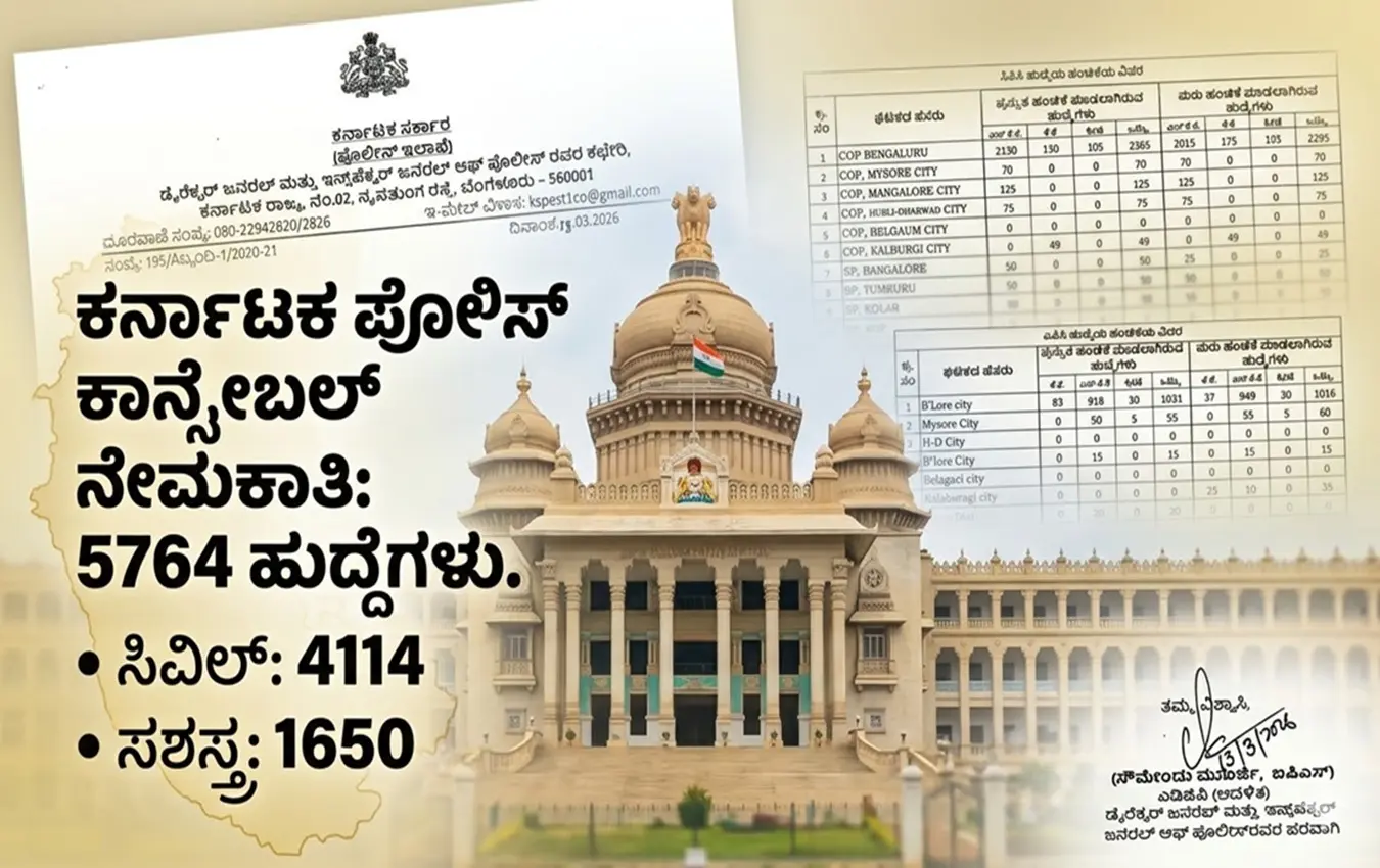 ಕರ್ನಾಟಕ ಪೊಲೀಸ್ ಕಾನ್ಸ್ಟೇಬಲ್ ನೇಮಕಾತಿ ಪ್ರಕ್ರಿಯೆ ಲೋಗೋ ಮತ್ತು ಪೊಲೀಸ್ ಭವನದ ಚಿತ್ರ