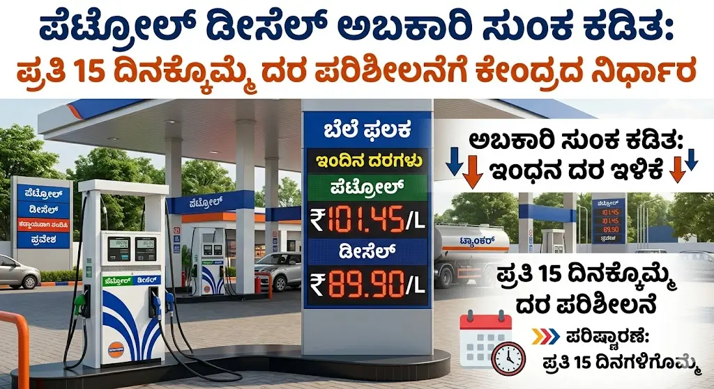 ಕೇಂದ್ರ ಸರ್ಕಾರದಿಂದ ಪೆಟ್ರೋಲ್ ಡೀಸೆಲ್ ಮೇಲಿನ ಅಬಕಾರಿ ಸುಂಕ ಕಡಿತದ ಮಾಹಿತಿ