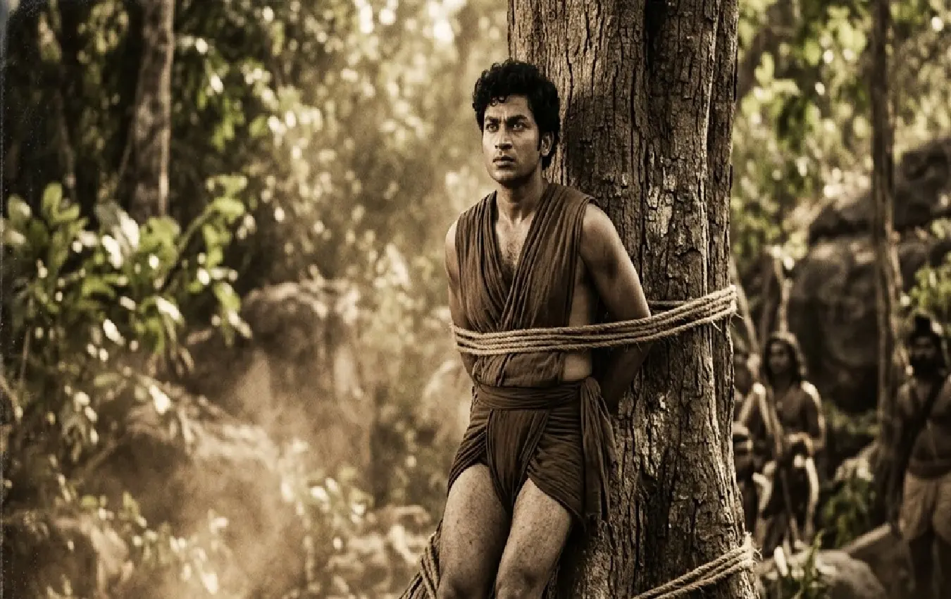 ಡಾ. ರಾಜಕುಮಾರ್ ಅವರ ಯೌವನದ ಚಿತ್ರ ಮತ್ತು ಬೇಡರ ಕಣ್ಣಪ್ಪ ಚಿತ್ರದ ದೃಶ್ಯ.