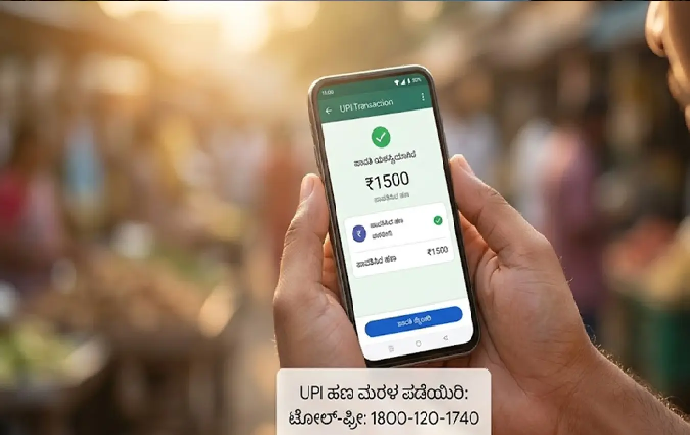 ಮೊಬೈಲ್ನಲ್ಲಿ ಯುಪಿಐ ಪಾವತಿ ಮಾಡುತ್ತಿರುವ ವ್ಯಕ್ತಿ