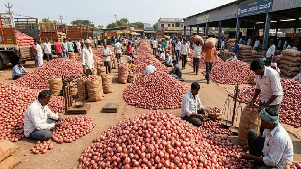 ಈರುಳ್ಳಿ ಮಾರುಕಟ್ಟೆಯ ದೃಶ್ಯ