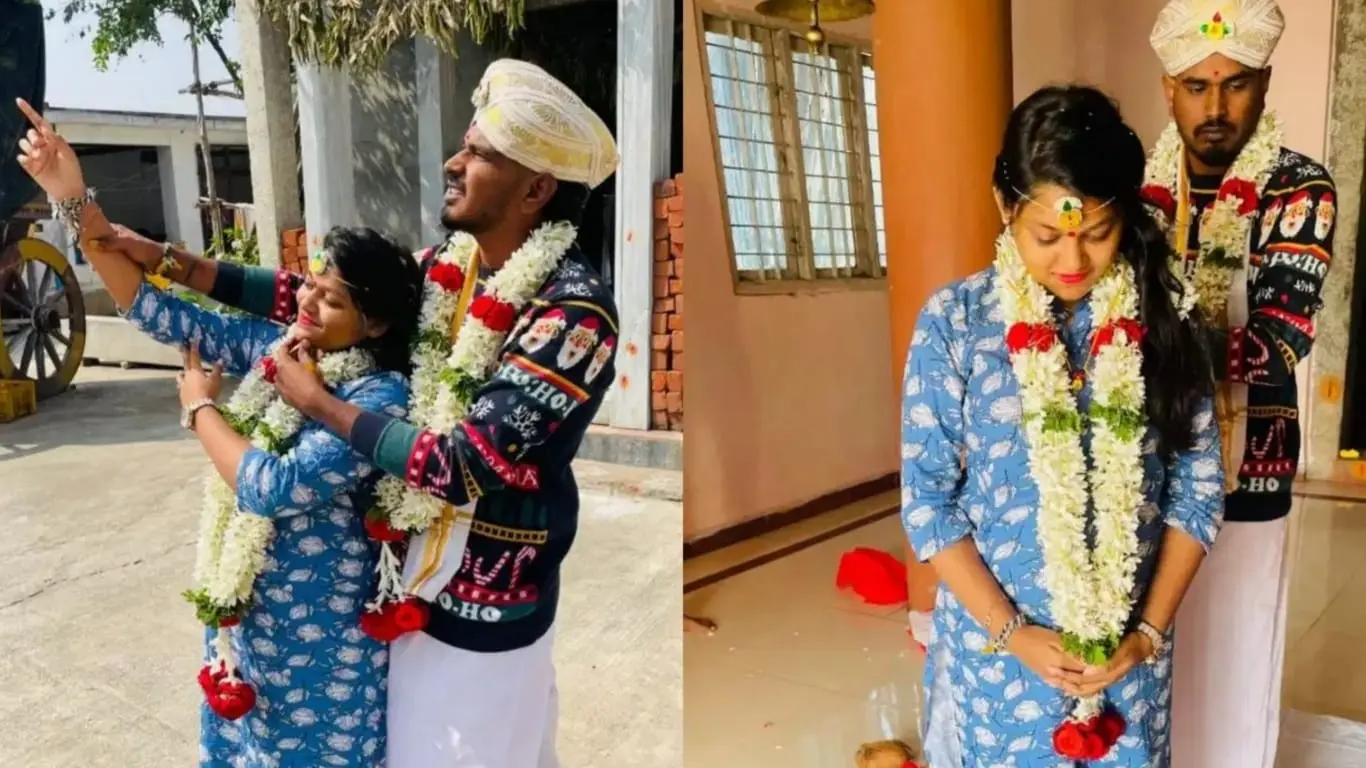 The couple remarries in a temple.