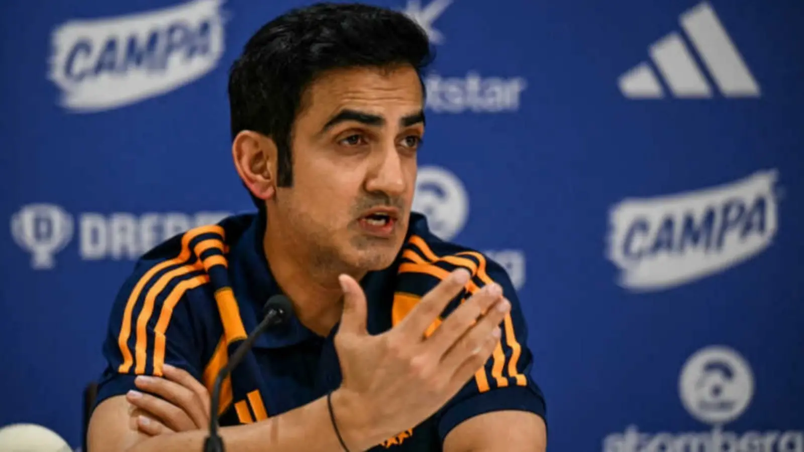 Gautam Gambhir looking concerned during Team India match.