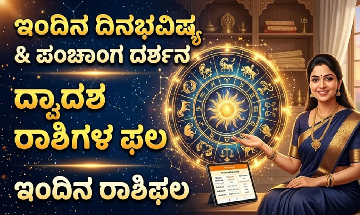ಇಂದಿನ ರಾಶಿಫಲ ಮತ್ತು ಪಂಚಾಂಗ ವಿವರಗಳನ್ನು ತೋರಿಸುವ ಜ್ಯೋತಿಷ್ಯ ಶಾಸ್ತ್ರದ ಚಾರ್ಟ್