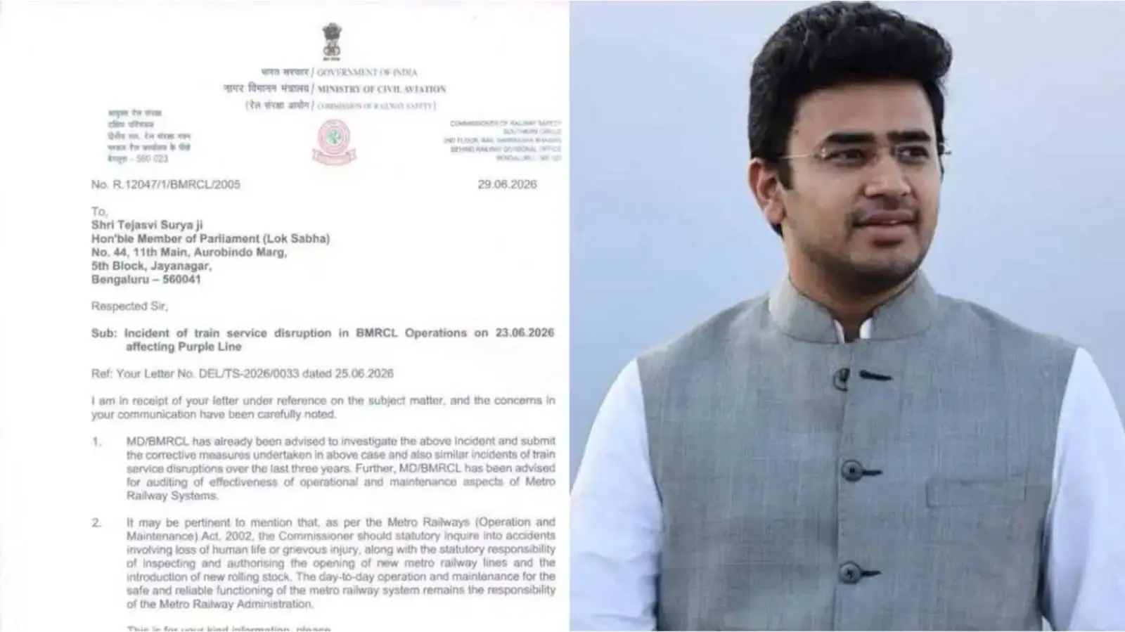 Concept of investigation into Namma Metro operational issues.