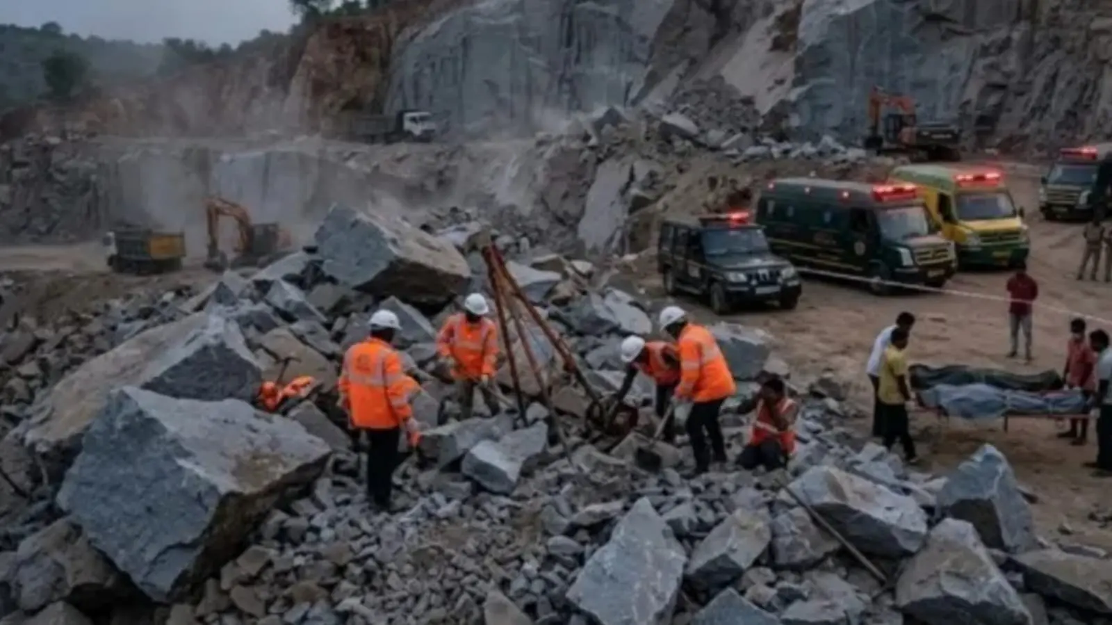 Rock Collapse, Bengaluru, Industrial Accident, Rescue Operation